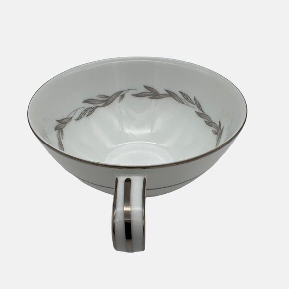 Vintage Noritake Graywood Round Flat Cup & Saucer Platinum Trim 6041 Japan 2" - Picture 6 of 6